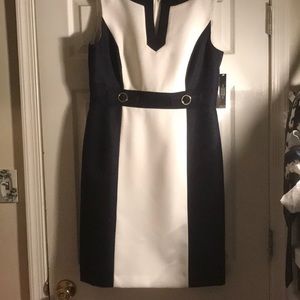 NWT TAHARI ASL V NECK COLOR BLOCK SHEATH DRESS 12